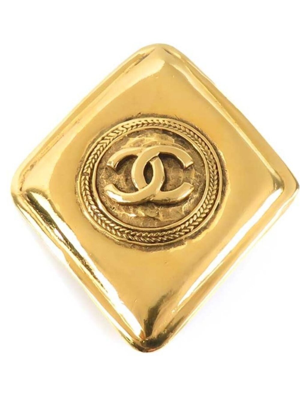 CHANEL CC Logo Brooch Gold Metal - e61608i